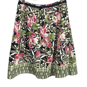 Vintage Talbots Skirt Floral Pleated‎ A-Line Lined Size 12 100% Cotton